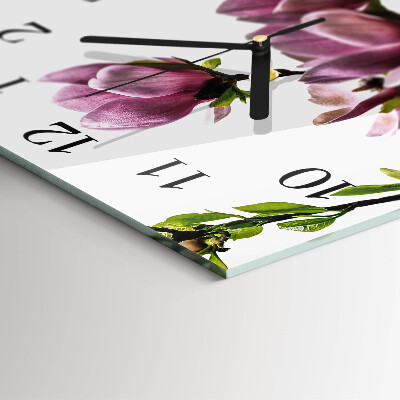 Square kitchen clock Magnolia flower