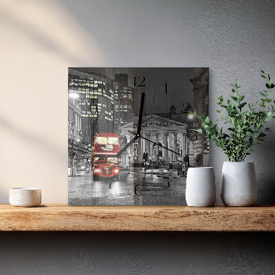 Square wall clock London bus