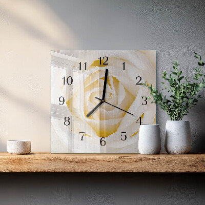 Glass clock square Rose