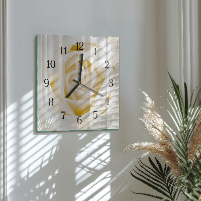 Glass clock square Rose
