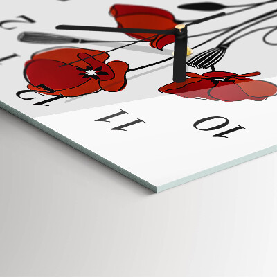 Glass wall clock square Poppy