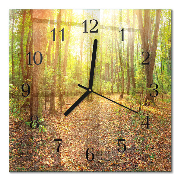 Square wall clock Forest path