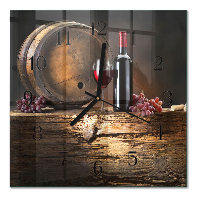 Glass clock square Grapes for wine