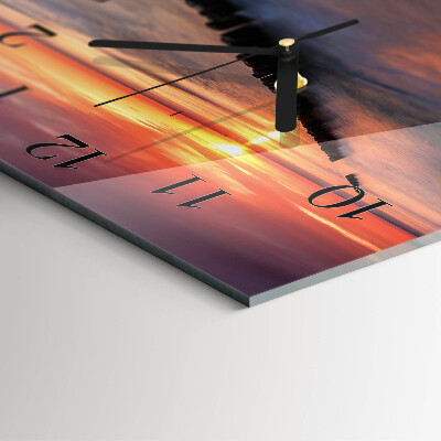Glass wall clock square Sun of the sea