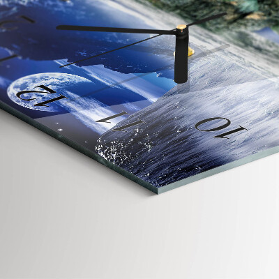 Glass clock square Mountains moon