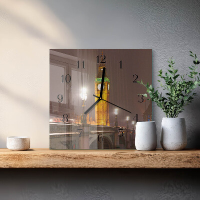 Glass wall clock square Big Ben
