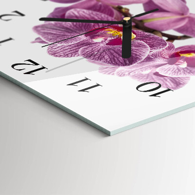 Glass clock square Orchids