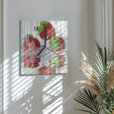 Square wall clock Strawberries