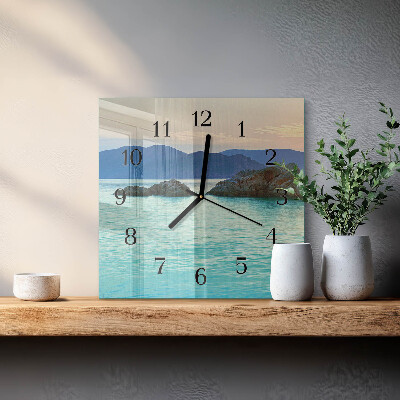 Glass wall clock square Sea Island