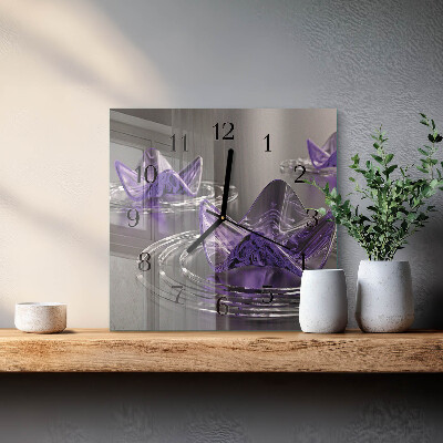Glass clock square Glass flowers