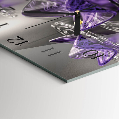 Glass clock square Glass flowers
