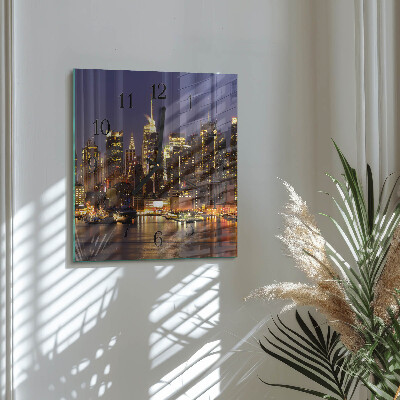 Glass wall clock square Horizon