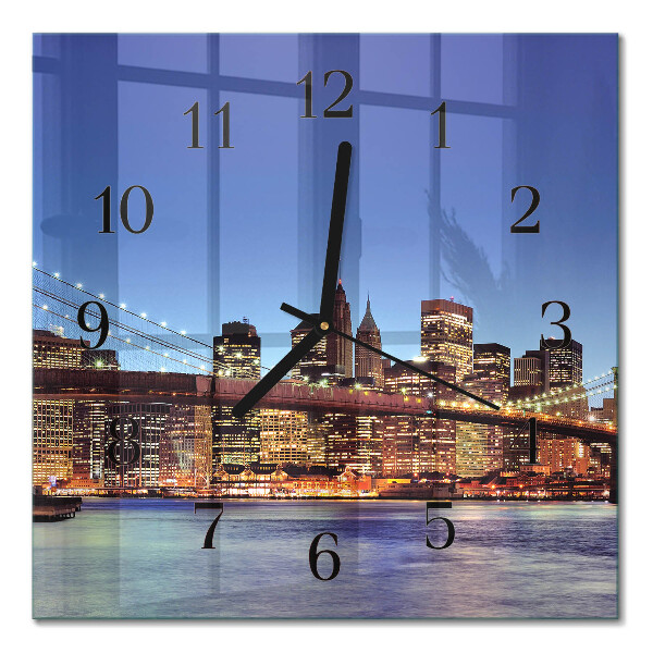 Glass clock square Horizontal bridge