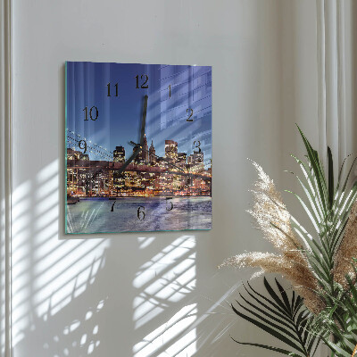 Glass clock square Horizontal bridge