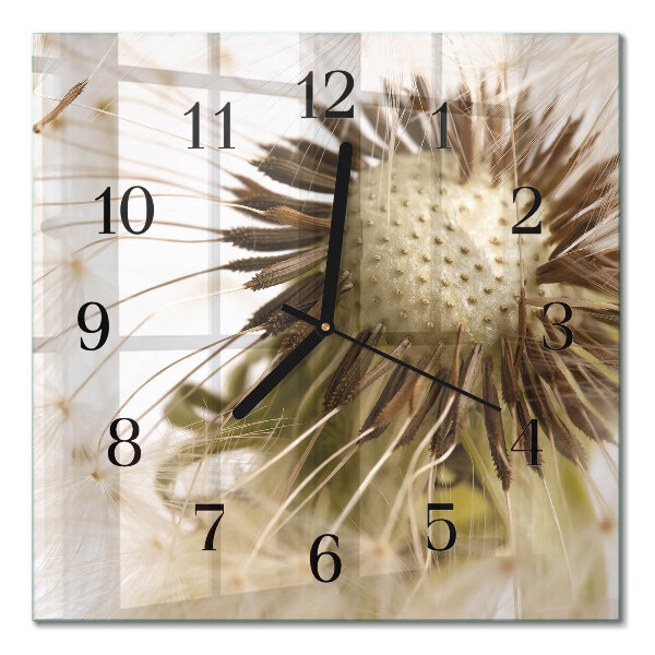Glass wall clock square Dandelion