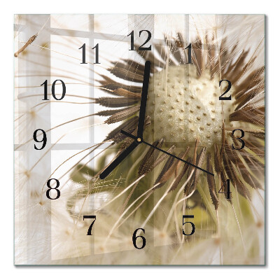 Glass wall clock square Dandelion