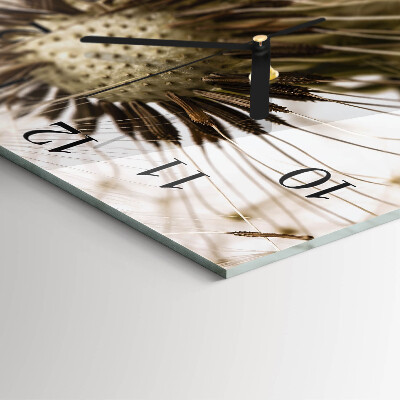 Glass wall clock square Dandelion