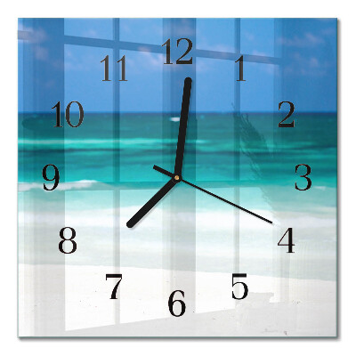 Square wall clock beach sea
