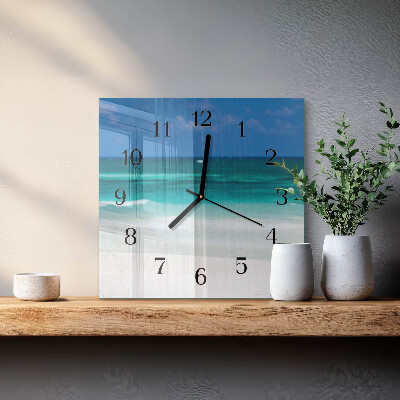 Square wall clock beach sea