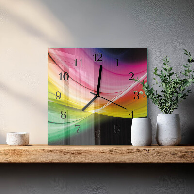 Glass clock square Abstract lines