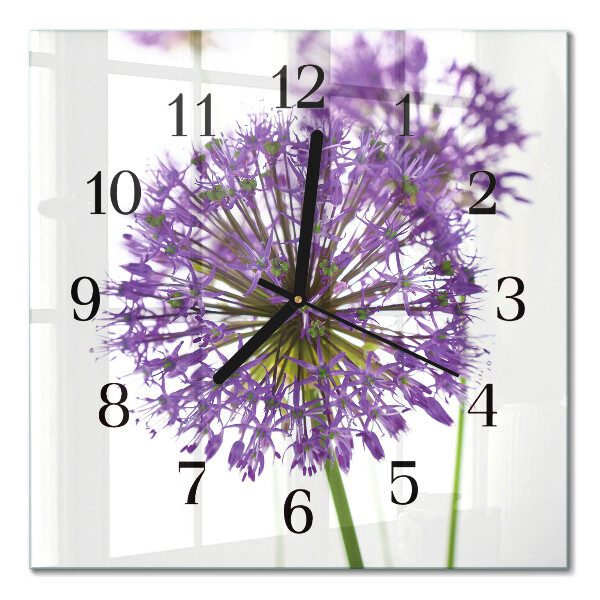 Glass wall clock square Flower