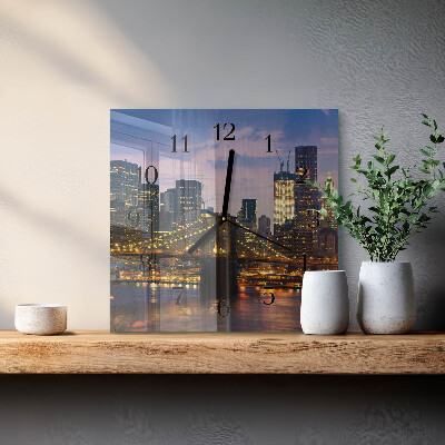 Glass clock square Horizontal bridge