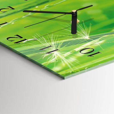 Glass clock square Grass