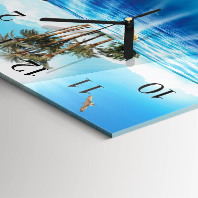 Glass wall clock square Fish Island