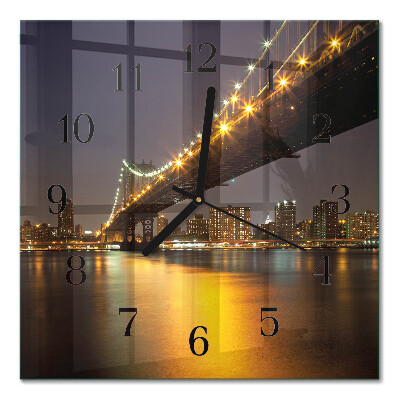 Glass wall clock square The bridge on the horizon