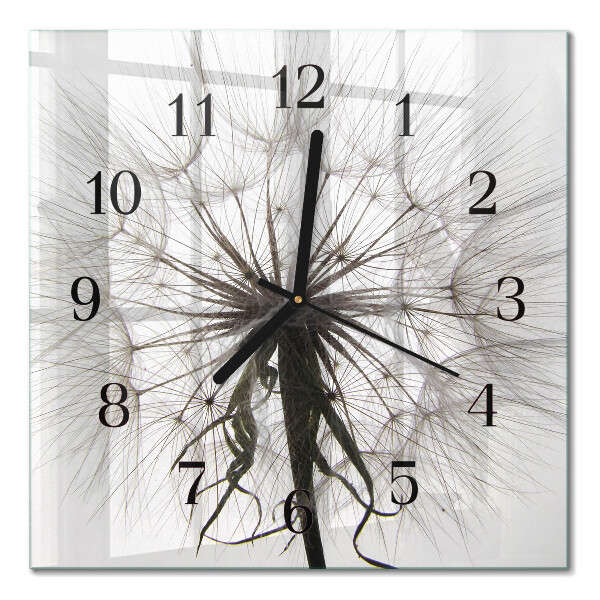 Glass clock square Dandelion
