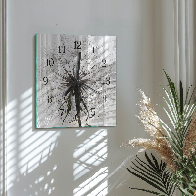 Glass clock square Dandelion