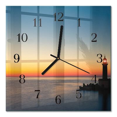 Square wall clock Lighthouse sea