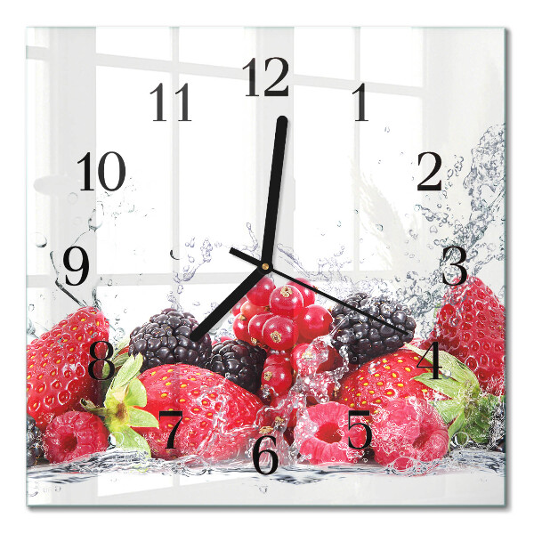 Glass clock square Fruit