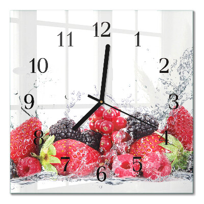 Glass clock square Fruit