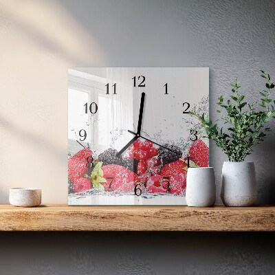 Glass clock square Fruit