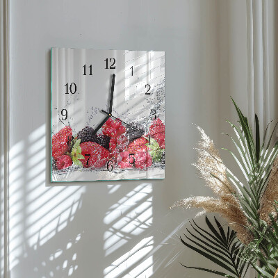 Glass clock square Fruit