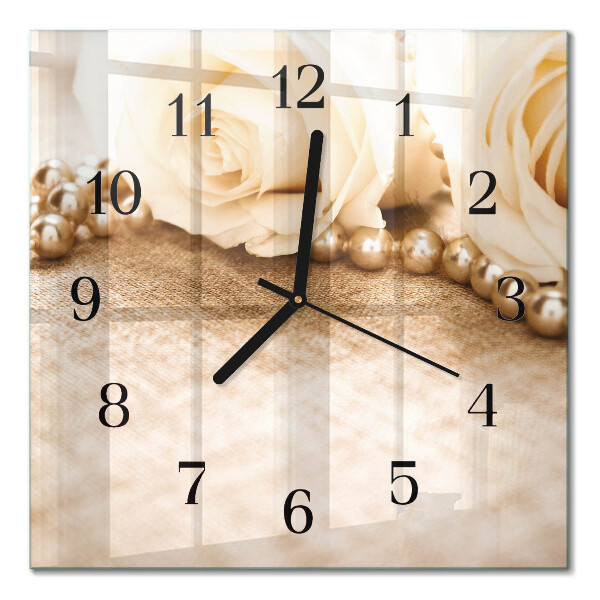 Square kitchen clock Vintage roses in sepia
