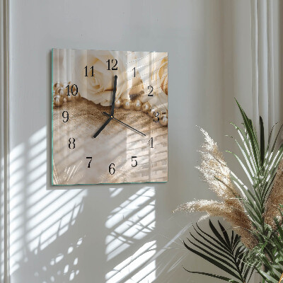 Square kitchen clock Vintage roses in sepia