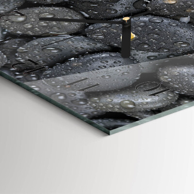 Glass wall clock square Stones water