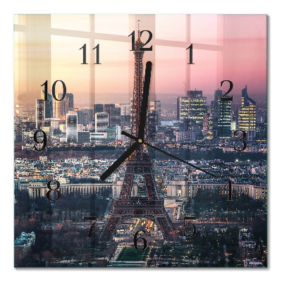 Glass clock square Eiffel Tower Paris
