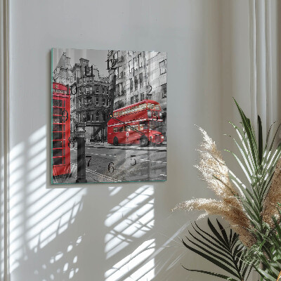 Square wall clock Red bus
