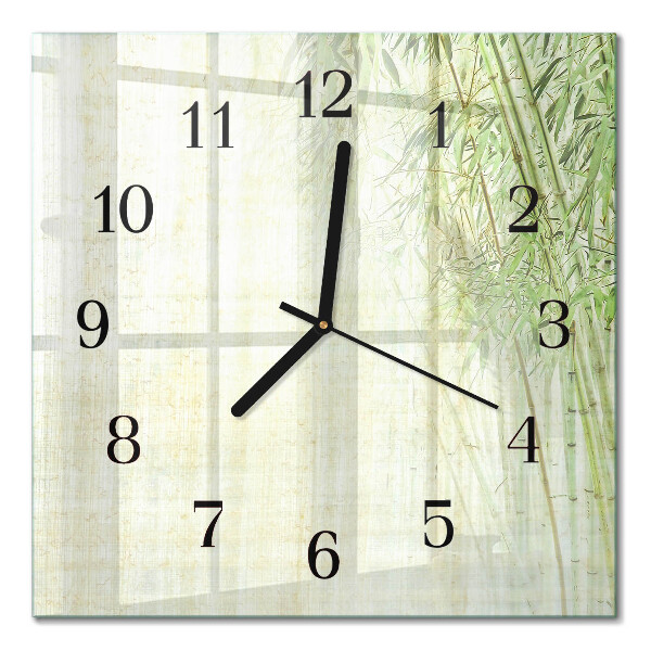 Glass wall clock square Bamboo