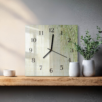 Glass wall clock square Bamboo