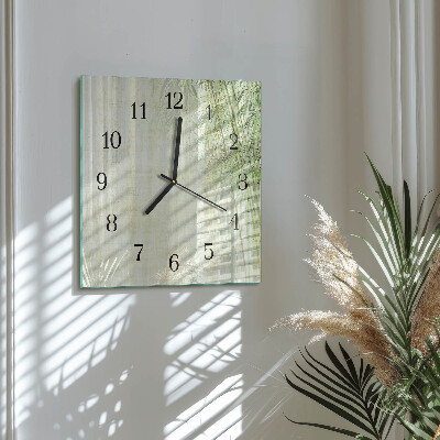 Glass wall clock square Bamboo