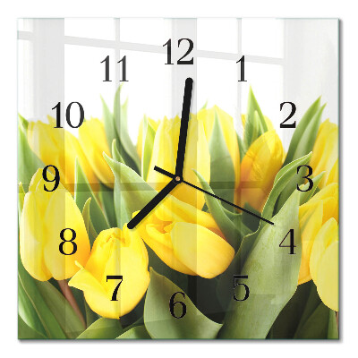 Square kitchen clock Tulips