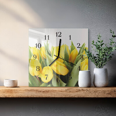 Square kitchen clock Tulips