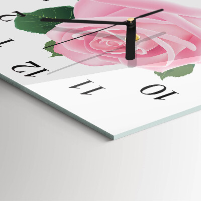 Glass wall clock square Rose