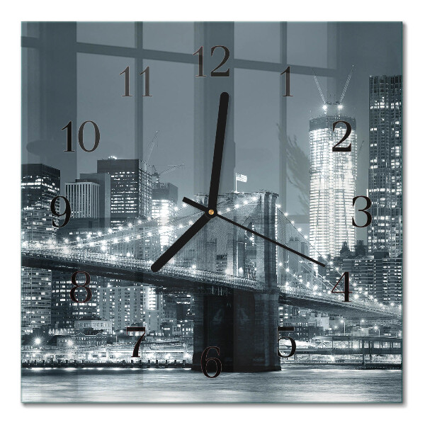 Glass clock square Horizontal bridge