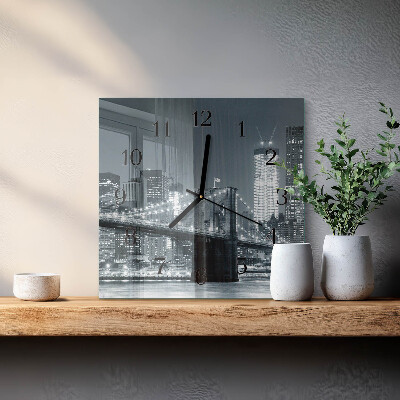 Glass clock square Horizontal bridge