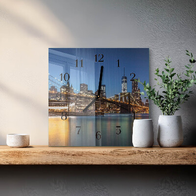 Square wall clock Horizontal bridge
